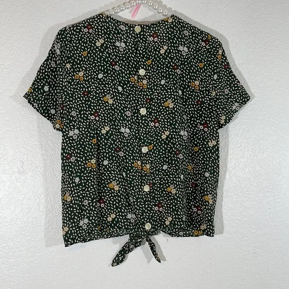 MADEWELL Silk Button-Back Tie Tee in Dropleaf Floral Size Small - Picture 5 of 11